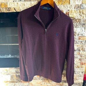Polo by Ralph Lauren Men's Purple 1/4 Zip Sweater Medium